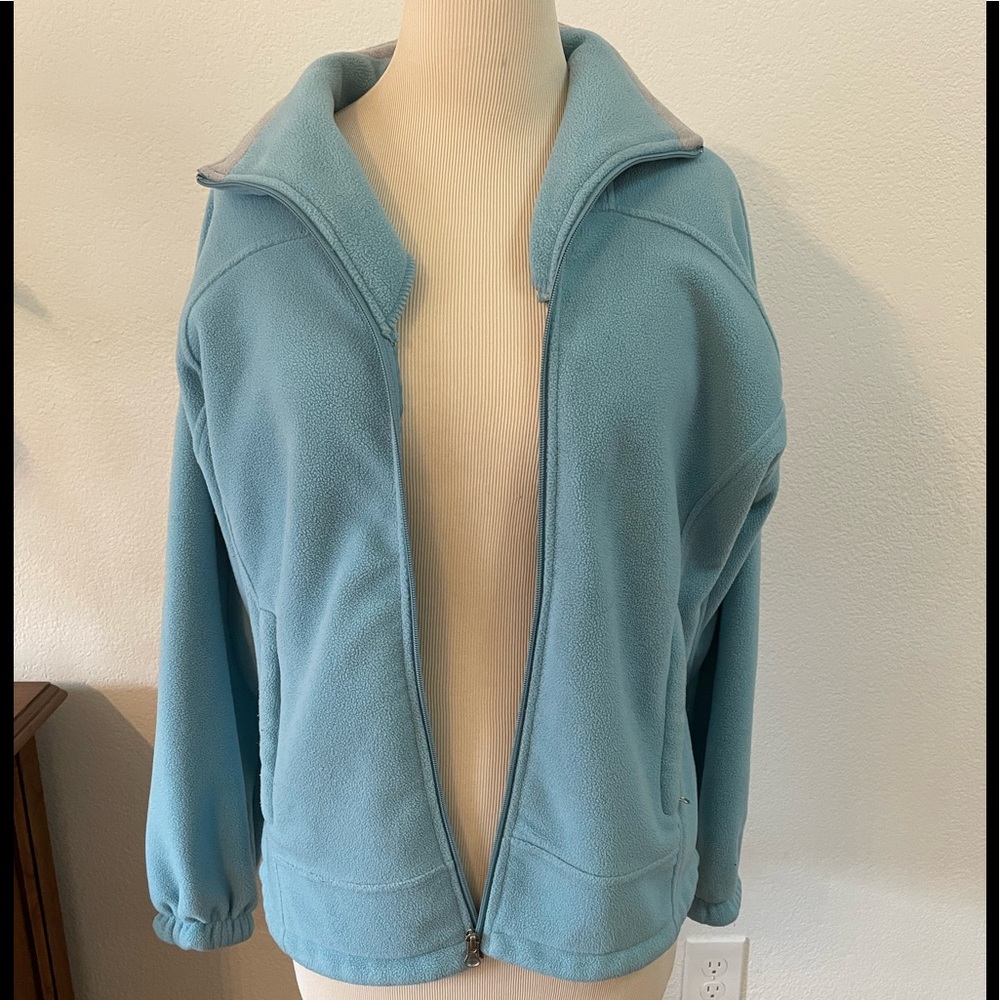 Free Country cozy light blue zip up fleece jacket size small